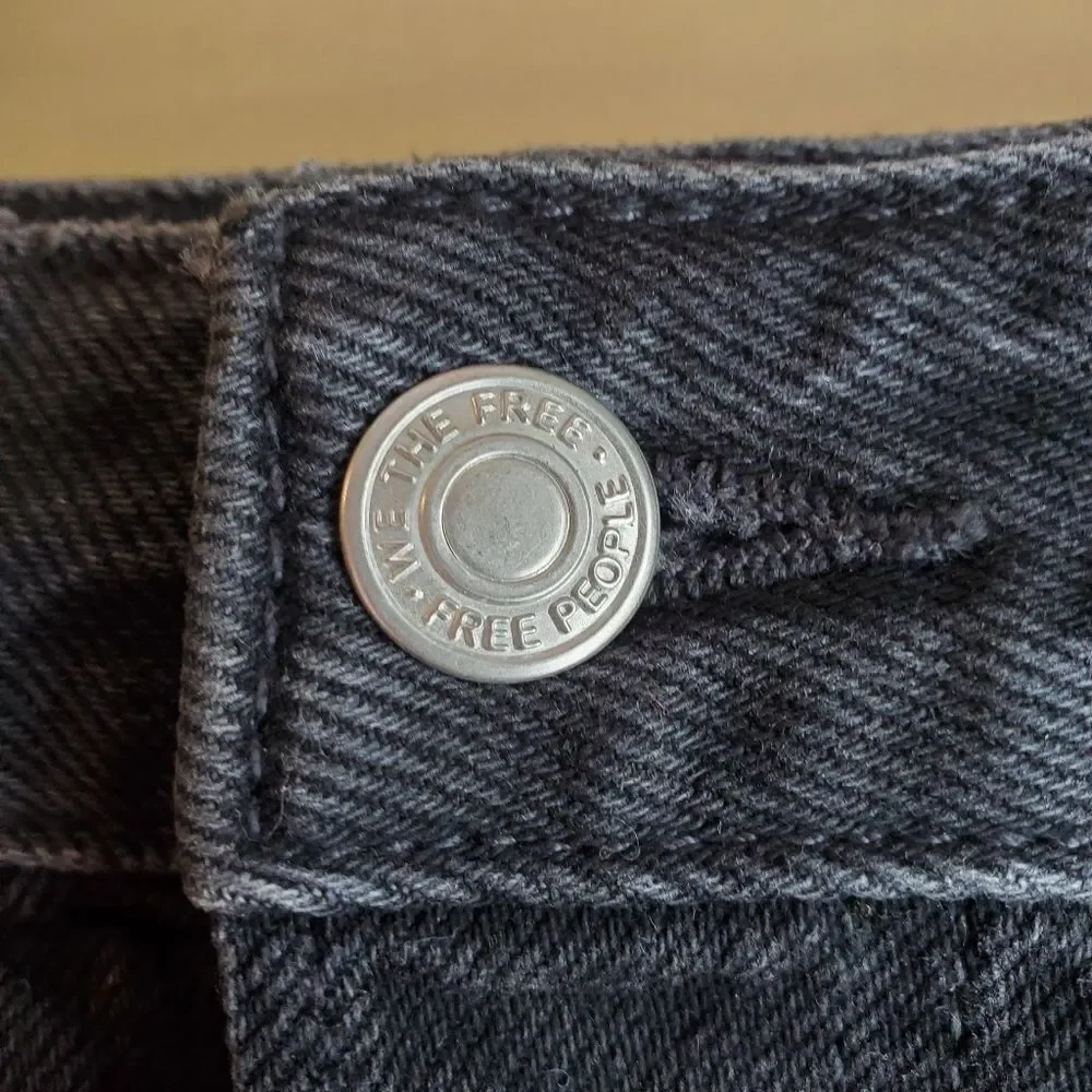 Free People Good Times Frayed Black Denin Jean Shorts - Picture 6 of 10